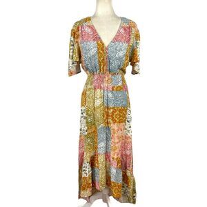 Abel The Label Anthropologie Maxi Dress Cottagecore Prairie Whimsical Printed S